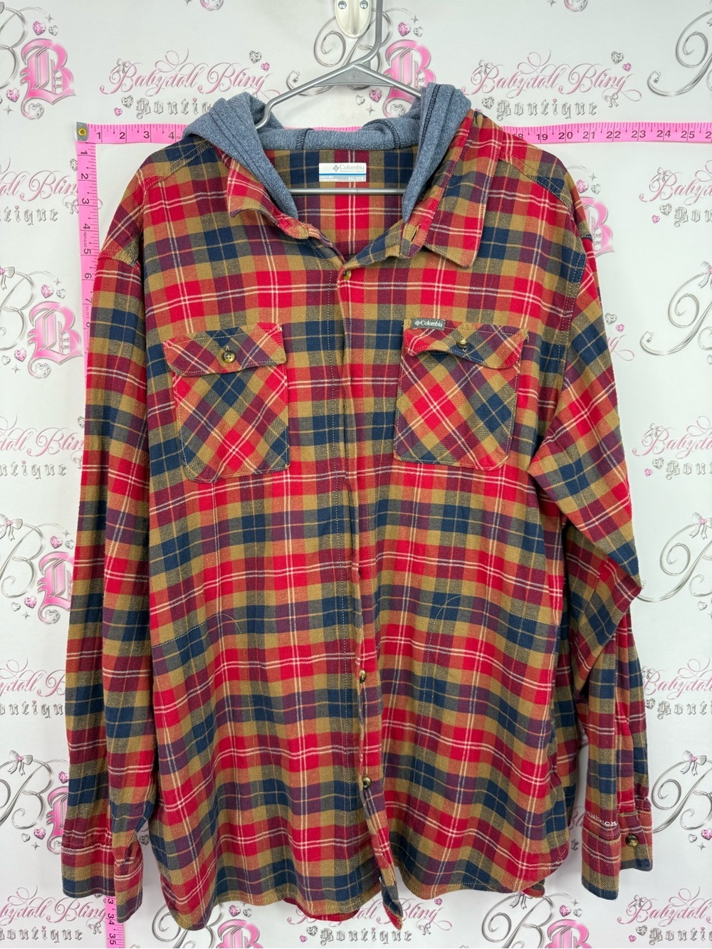 Columbia Men's Red Plaid Hooded Button-Down Shirt OMNIWICK